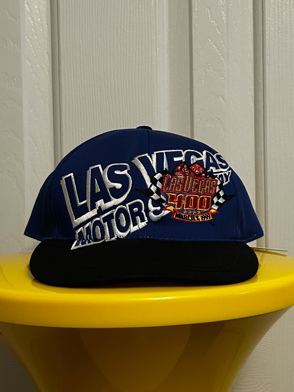 Las Vegas Motors Snapback Hat in Navy Blue with Black Brim